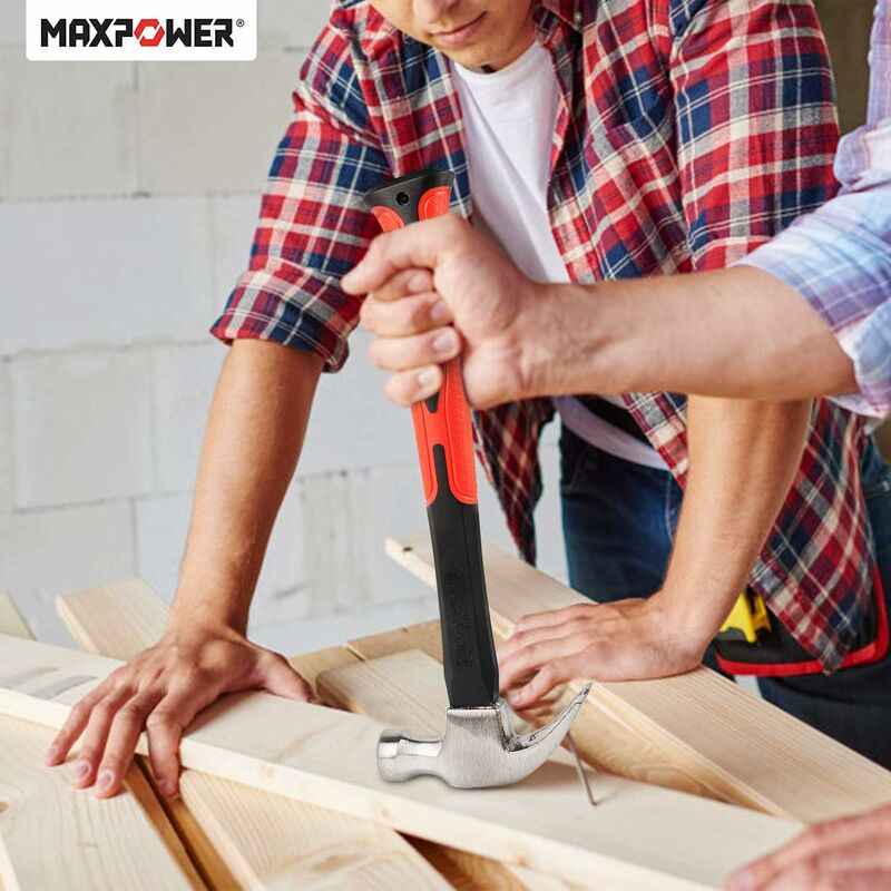 Lot 2 Marteaux De Charpentier WORKPRO 720g Et 340g | Manche Fibre De Verre Antidérapant | Griffe Arrache-clou | Pour Bricolage, Rénovation