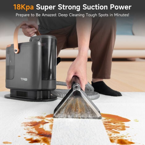 TAB 18KPa  Aspirateur Nettoyeur portable pour tissus humides  Convient aux Canapés, Tapis, Rembourrage,  Voitures