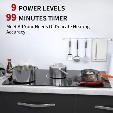 Plaque à Induction, Plaque de Cuisson à Induction Electrique - (8600W, Autarkic, 5 Foyers, 90cm, Encastrable, Intégré, Tactile, Minuteur, Verre-céramique)- 5 Zone New