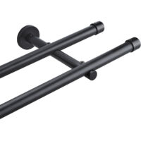 2 Tringle à rideau murale 20 mm acier inoxydable Noir-140 cm