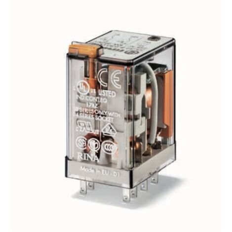 Relè Industriale Terminali Faston Bobina 12V DC 2 Contatti 10A (1/3)