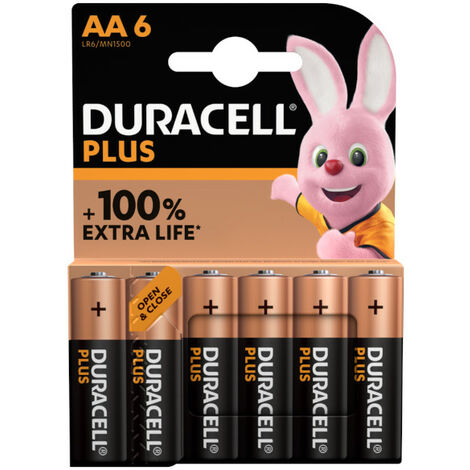 Batteria Alcalina Stilo AA Duracell PLUS POWER con tecnologia DURALOCK in blister da 6