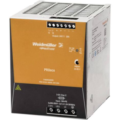 Alimentatore Switching Attacco Din Ingresso Trifase 24V 480W 20A (1/3)