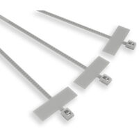 Confezione 100 Fascette Identificazione Cavi Tubi Tubazioni, Nylon, Targhetta con superficie scrivibile 25 x 8 mm, Diametro Legatura 3-20 mm, Dimensioni 100 x 2,5