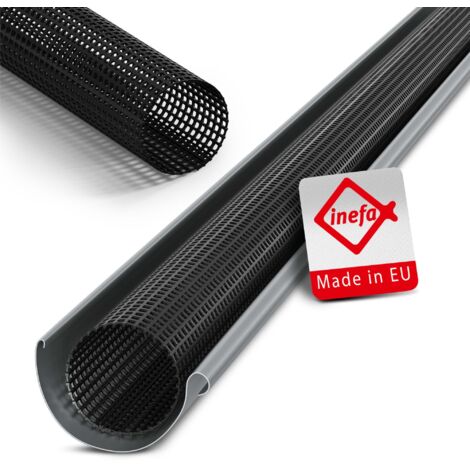 INEFA Laubschutzgitter Dachrinnen Laubschutz, PVC Schwarz Laubfang Dachrinnenabdeckung Dachrinnenzubehör Made in Germany - 125-180mm, 2m, 1 Stk.