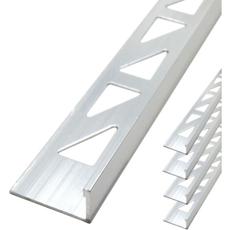 Dalsys Fliesenschiene Winkelprofil Aluminium (eloxiert, Fliesenprofil - Silber matt 2,5m x 10mm, 5 Stück