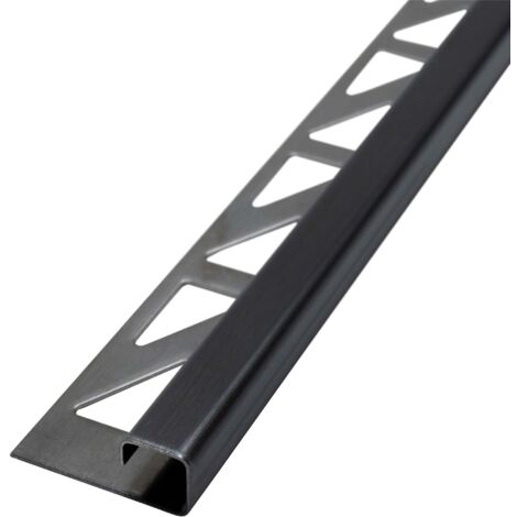 Dalsys Fliesenschiene Eckprofil Quadratprofil Edelstahl, Fliesenprofil - Schwarz gebürstet 2,5m x 12,5mm, 1 Stück
