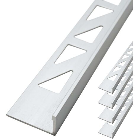 Dalsys Fliesenschiene Winkelprofil Aluminium (eloxiert, Fliesenprofil - Chrom glänzend 2,5m x 8mm, 5 Stück