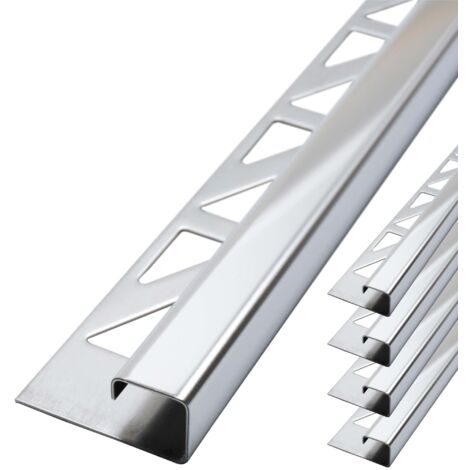 Dalsys Fliesenschiene Eckprofil Quadratprofil Edelstahl, Fliesenprofil - Poliert 2,5m x 8mm, 5 Stück