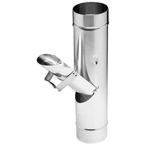 ZAMBELLI Regenrohrklappe verzinkt, ohne Sieb Regenwasserklappe, Dachrinnenablauf für Regentonne, Ø 80mm Silber