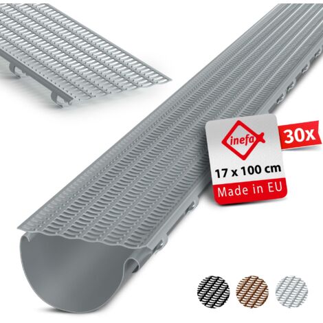 INEFA Laubfangstreifen-Set Dachrinnen Laubschutz NW100-150 (Ø100-160mm) 100cm, 30 Stk. Dachrinnenabdeckung Dachrinnenzubehör Made in Germany - Grau