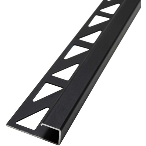 Dalsys Fliesenschiene Eckprofil Quadratprofil Aluminium (eloxiert, Fliesenprofil - Schwarz 2,5m x 8mm, 1 Stück