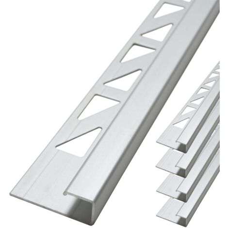 Dalsys Fliesenschiene Eckprofil Quadratprofil Aluminium (eloxiert, Fliesenprofil - Chrom glänzend 2,5m x 8mm, 5 Stück