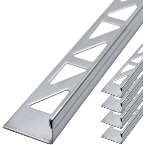 Dalsys Fliesenschiene Fliesenprofil Edelstahl L-Profil, Fliesenprofil - Poliert 2,5m x 10mm, 5 Stück