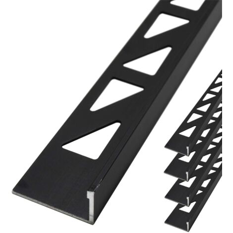 Dalsys Fliesenschiene Winkelprofil Aluminium (eloxiert, Fliesenprofil - Schwarz 2,5m x 12,5mm, 5 Stück