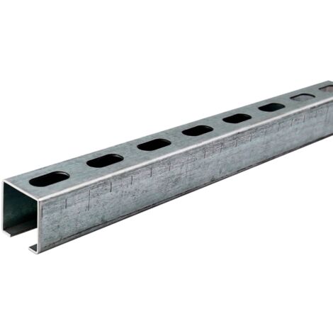 Dalsys Montageschiene 38/40, Schienenkonsole Silber 200cm, Lochschiene, C-Profilschiene, U-Schiene, u.a. zur Bildung von Traversen - 1 Stück