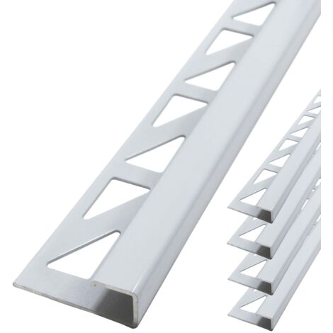 Dalsys Fliesenschiene Eckprofil Quadratprofil Aluminium (eloxiert, Fliesenprofil - Weiß 2,5m x 12,5mm, 5 Stück