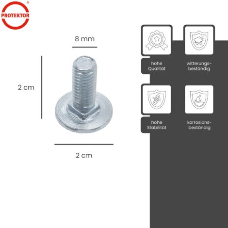 PROTEKTOR Flachkopfschraube M8.8, Trockenbau Schrauben 100 Stück  