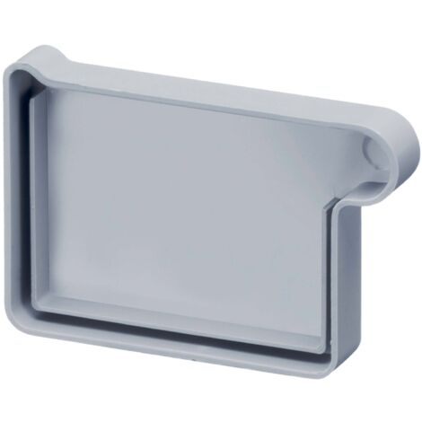 INEFA Dachrinnen Endstück Kastenrinne, PVC Dachrinnenzubehör, einfache Steckmontage, Made in Germany - NW83 / 83mm, rechts Grau