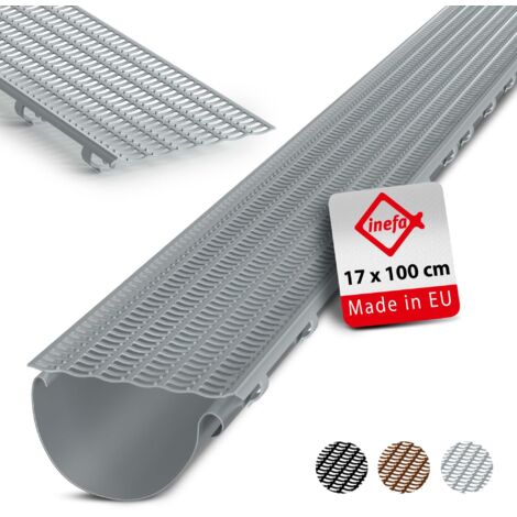 INEFA Laubfangstreifen Dachrinnen Laubschutz NW 100-150 (Ø100-160mm) 100cm, 1 Stk. Dachrinnenschutz, Dachrinnenabdeckung, Made in Germany: Grau