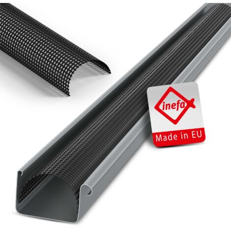 INEFA Laubschutzgitter Dachrinnen Laubschutz, PVC Schwarz Laubfang Dachrinnenabdeckung Dachrinnenzubehör Made in Germany - 68mm, 2m, 1 Stk.