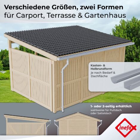 INEFA Dachrinnen Set Gartenhaus NW100 - 2x4m PVC Regenrinnen Anthrazit Made In Germany