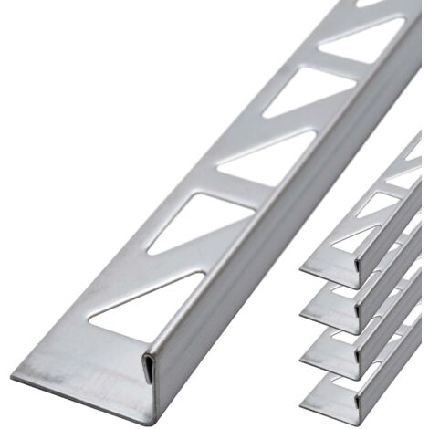 Dalsys Fliesenschiene Fliesenprofil Edelstahl L-Profil, Fliesenprofil - Gebürstet 2,5m x 12,5mm, 5 Stück