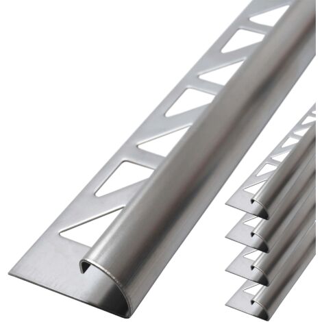 Dalsys Fliesenschiene Viertelkreisprofil Edelstahl, Rundprofil Halbrundprofil Fliesenprofil - Gebürstet 2,5m x 12,5mm, 5 Stück