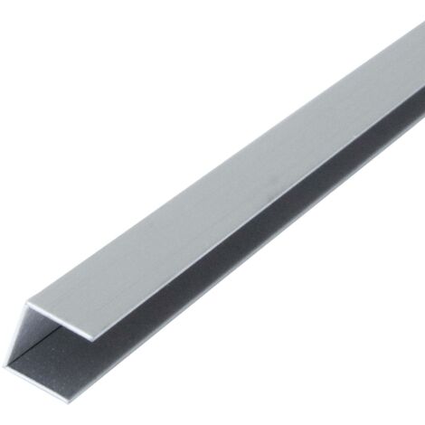 Dalsys U Profil Edelstahl, 1cm Höhe, Fliesenschiene, Übergangsschiene, Übergansprofil, geeignet als Bordüre - Poliert 2,5m x 10mm