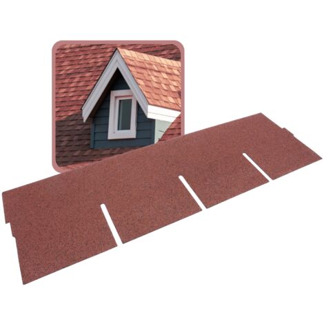 DAPRONA Dachschindeln Rechteck 1m x 32cm, 20 Stück, Bitumenschindeln für Gartenhaus, Carport - Rot (1/5)