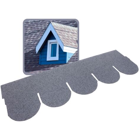 DAPRONA Biberschwanz Dachschindeln, Rund 1m x 32cm, 20 Stück, Bitumenschindeln für Gartenhaus, Carport - Grau (1/5)