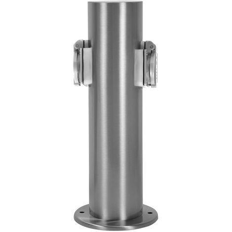 Steckdosensäule mit 2 Steckdosen, Edelstahl, rostfrei, Stromversorgung, Garten, Outdoor 7,6 x 11,8 x 30cm Silber Energiesäule (1/4)
