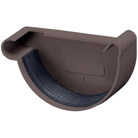 INEFA Dachrinnen Endstück halbrund, PVC Dachrinnenzubehör, einfache Steckmontage, Made in Germany - NW100 / 100mm, links Dunkelbraun