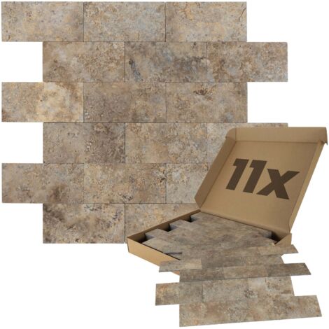 Wandpaneele selbstklebend Marmoroptik Steinoptik 1m², 11 Stück Wandverkleidung feuchtigskeitsbeständig, Premium Qualität für Bad und Küche - Beige