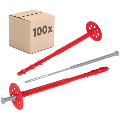 Protektor Dämmstoffdübel Universell - 100 Stück Ø10x220mm mit  Stahlnagel für WDVS