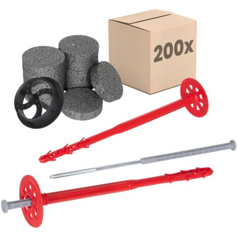 Protektor Dämmstoffdübel Universell - Set Ø10x240mm Stahlnagel (200 St + 200 Rondelle + 1 Fräser)