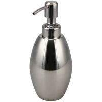 Seifenspender Edelstahl Silber 380ml Volumen rund, 17,9cm Höhe, Ø 7,3cm