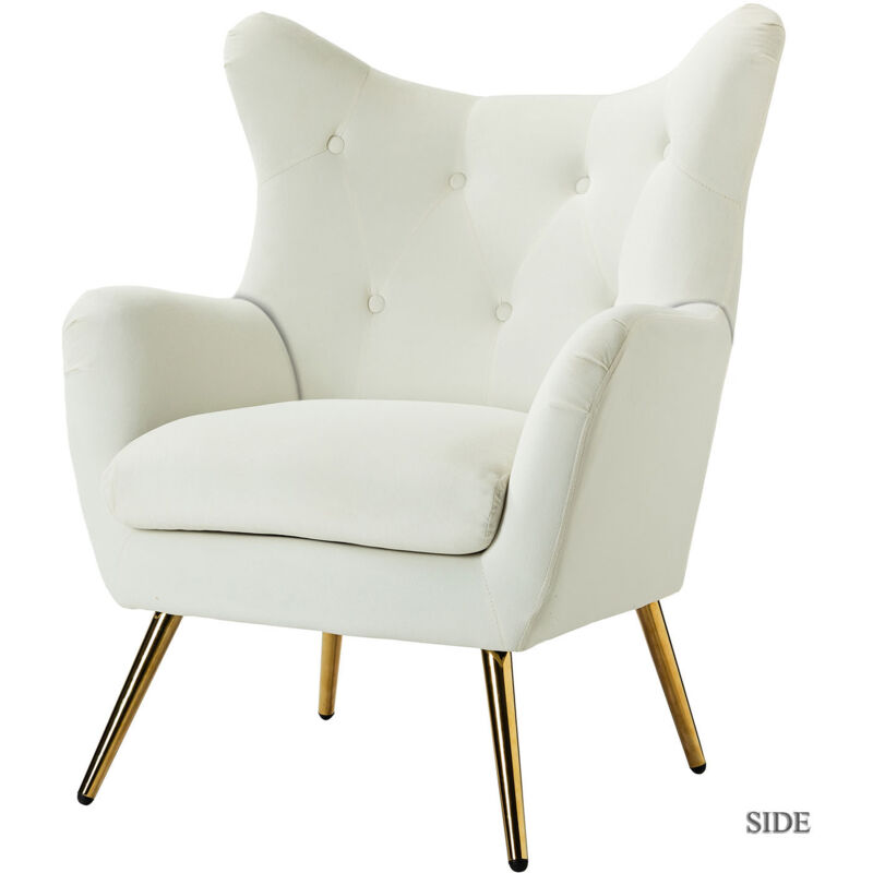 Sofá individual de terciopelo, sillón de salón, silla de lectura cómoda,  silla de mediados de siglo con patas de metal dorado rosa, para sala de  estar