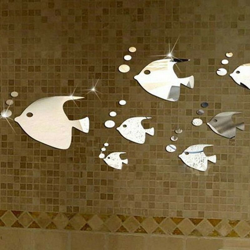 3D Spiegel-Wandaufkleber „Rote Fische“ – Abnehmbar & Kreativ Für Bad & Kinderzimmer