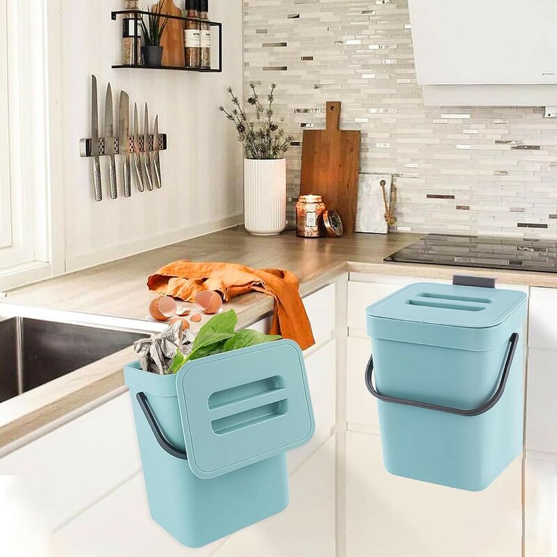 Bio Mülleimer 5L klein mit Deckel für Küche Abfalleimer Behälter