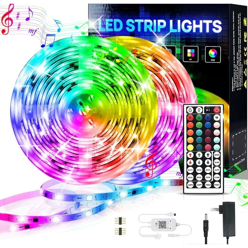 LED Stripe LED Strip, LED- Streifen, Lichtstreifen, Lichterketten, RGB,  15M, 18 Lichter/M, Infrarot-Fernbedienung, Bareboard RGB, KINSI