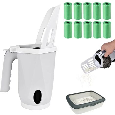 Mfsdai Katzenstreu Schaufel Set - Edelstahl Sieb Mit Halter Grau