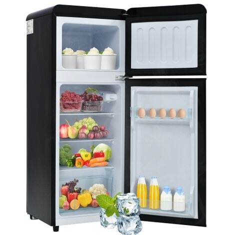 Merax Table Top Kühlschrank mit Gefrierfach, LED-Beleuchtung, Kühl