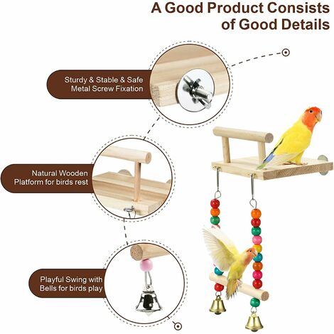 Vogelspielzeug, Papageienform aus Holz, Sporttisch mit Hängebrückenschaukel