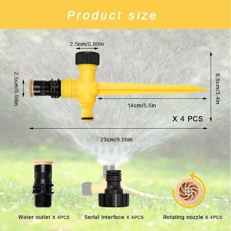 3x Rasensprenger Mit Erdspieß - 360° Drehbarer Gartensprenger Für Perfekte Bewässerung