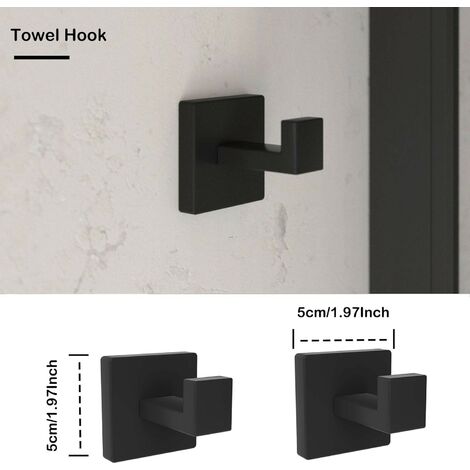 Badezimmer-Set Aus Edelstahl (schwarz) - Toilettenpapierhalter + 2 Handtuchhaken, Wandmontiert, 304 Edelstahl