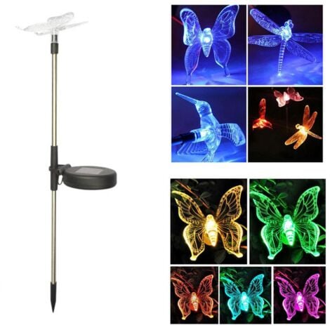 Solar-Gartendeko Schmetterlinge, Libellen, Vögel Lichter, Wegbeleuchtung, (3 Stück)