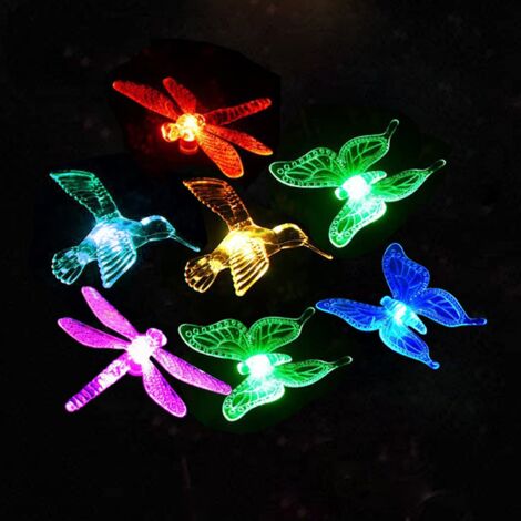 Solar-Gartendeko Schmetterlinge, Libellen, Vögel Lichter, Wegbeleuchtung, (3 Stück)