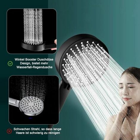 RTTWYYUU Hochdruck Duschkopf Mit Handbrause - Schwarz, Mit Filter Für Hartes Wasser, Stärkerer Strahl & Einfache Montage