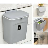 Küchenabfalleimer- 9-Liter-Abfalleimer, kleiner Hängeabfalleimer mit Deckel für Bad/Schlafzimmer,(grau)